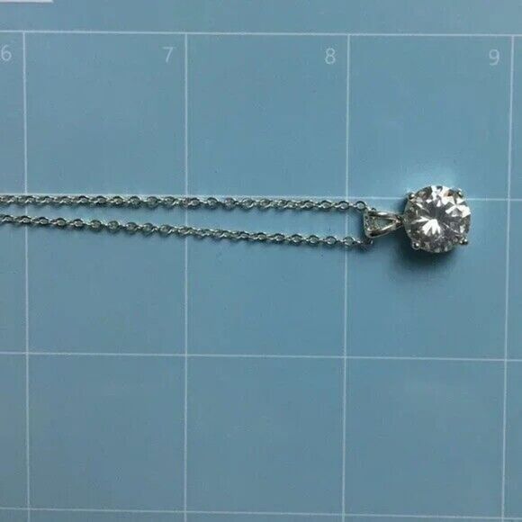 Silver Tone Clavicle Necklace Rhinestone Crystal Charm Dainty Cable Chain - Picture 6 of 9